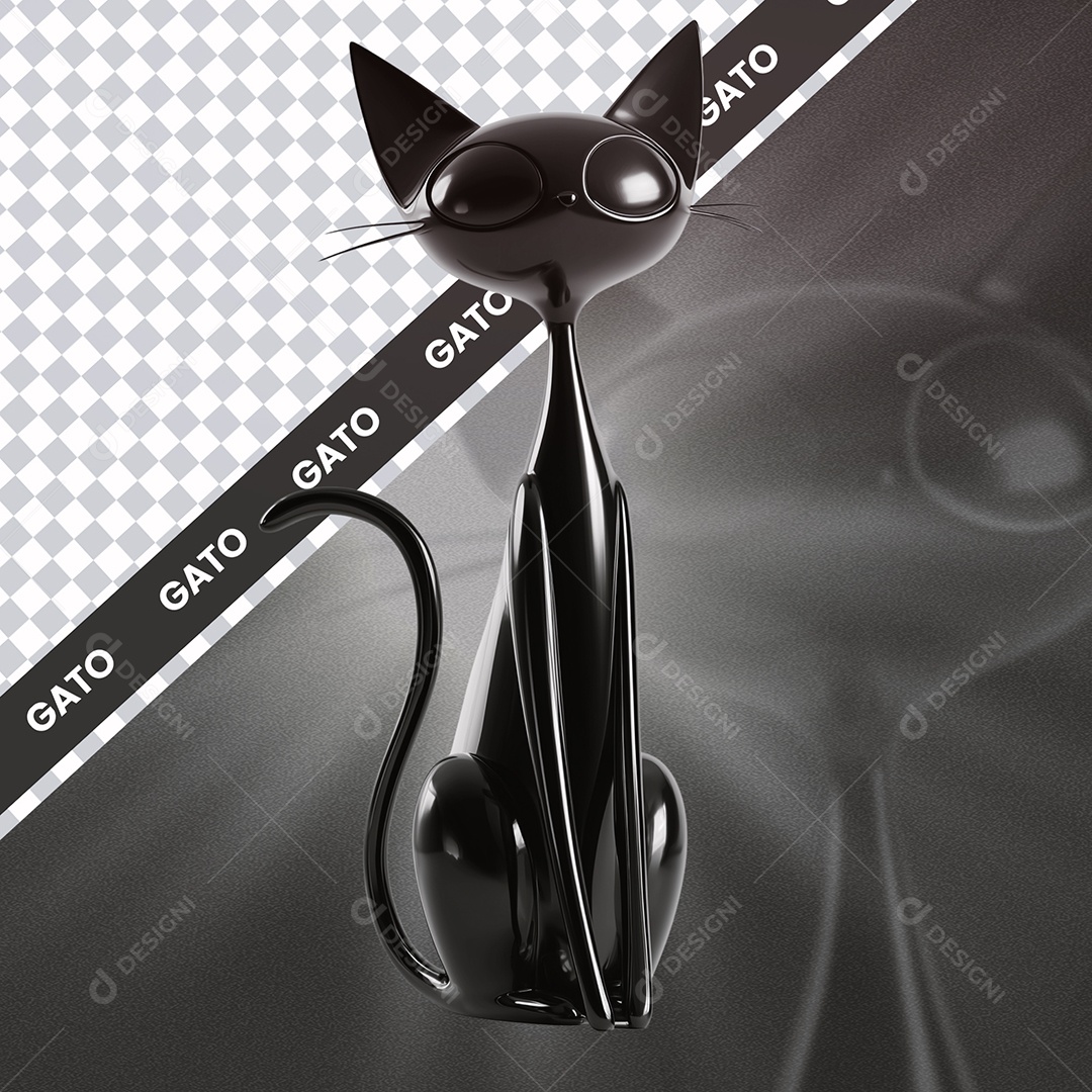 Selo 3D Joalharia Em Forma De Gato Social Media PSD Editável