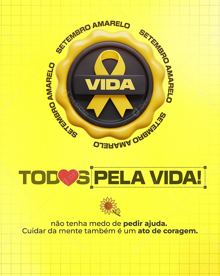 Setembro Amarelo Cuidar da Mente é Também Cuidar do Coração Social Media PSD Editável