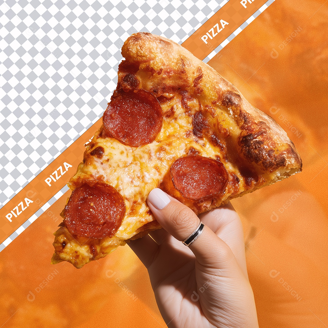 Selo 3D Pizzaria a Noite Perfeita Pede Pizzza Calabresa Social Media PSD Editável