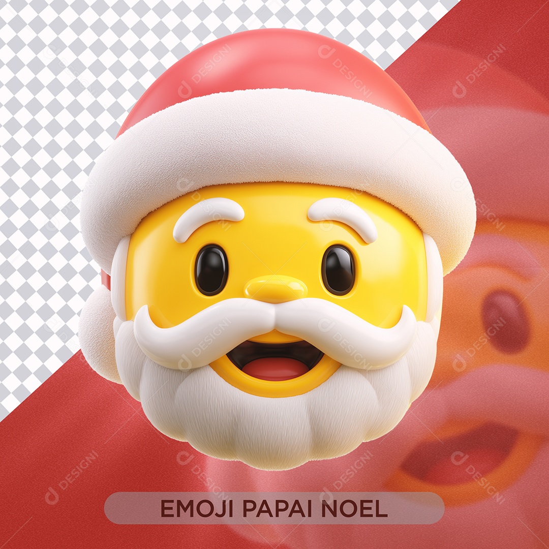 Selo 3D Emoji Papai Noel para Composição PSD