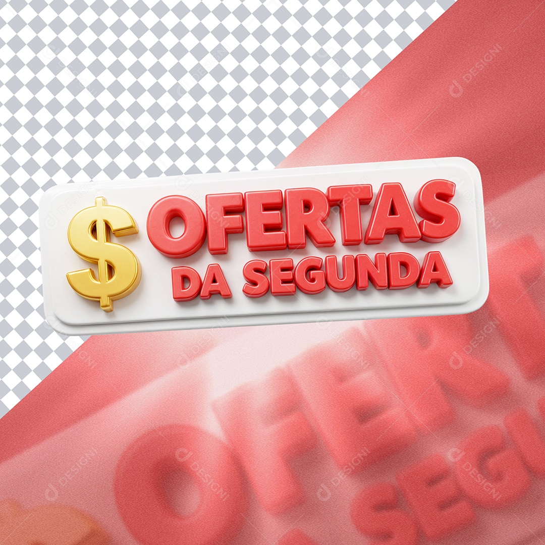 Segunda de Ofertas Selo 3D Branco Vermelho para Composição PSD