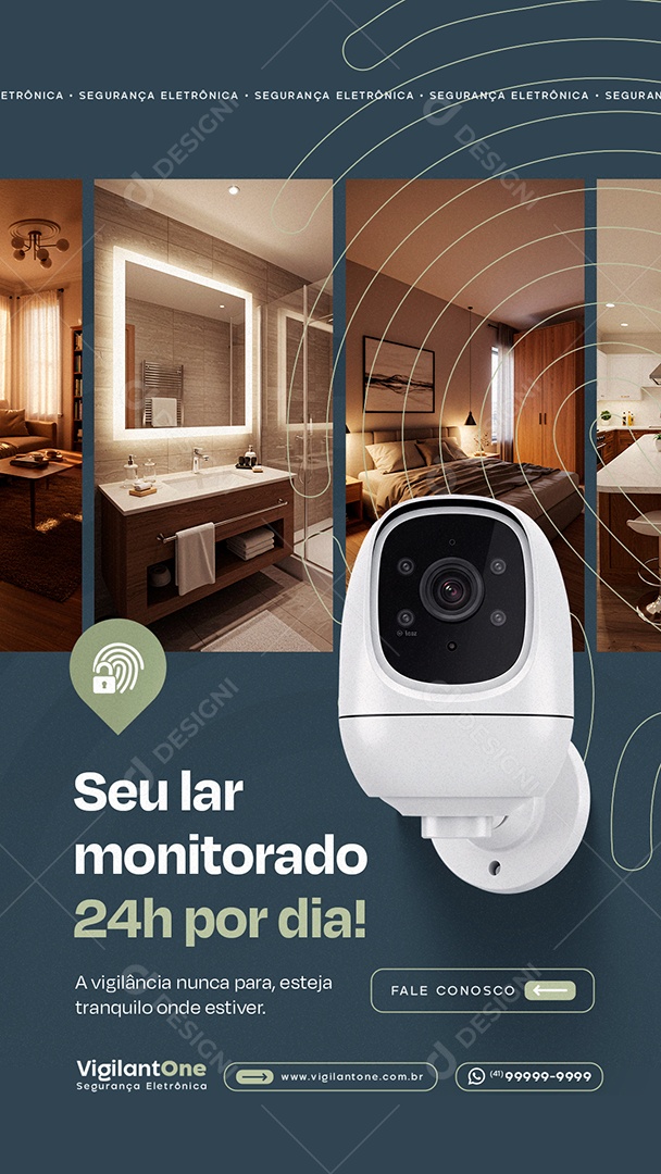 Story Segurança Eletrônica Seu Lar Monitorado Social Media PSD Editável