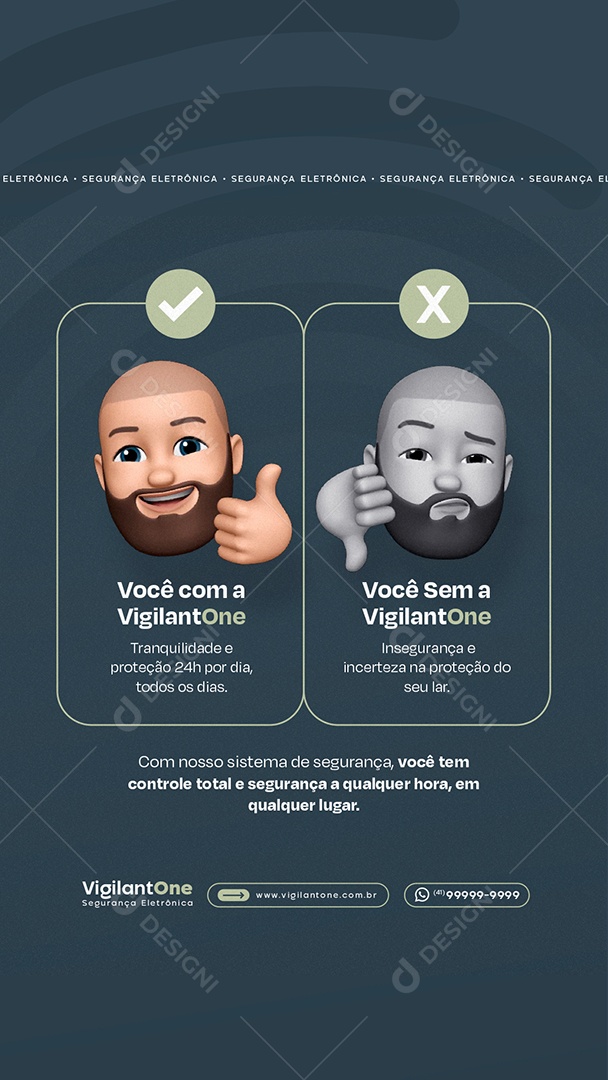 Story Segurança Eletrônica Você com  a Vigiliant Social Media PSD Editável