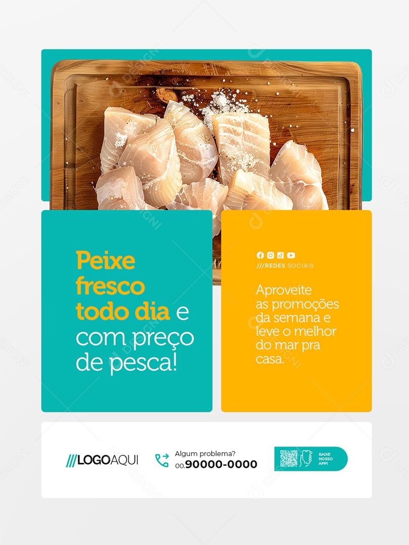 Peixaria Peixe Fresco Todo Dia e com Preço de Pesca Social Media PSD Editável