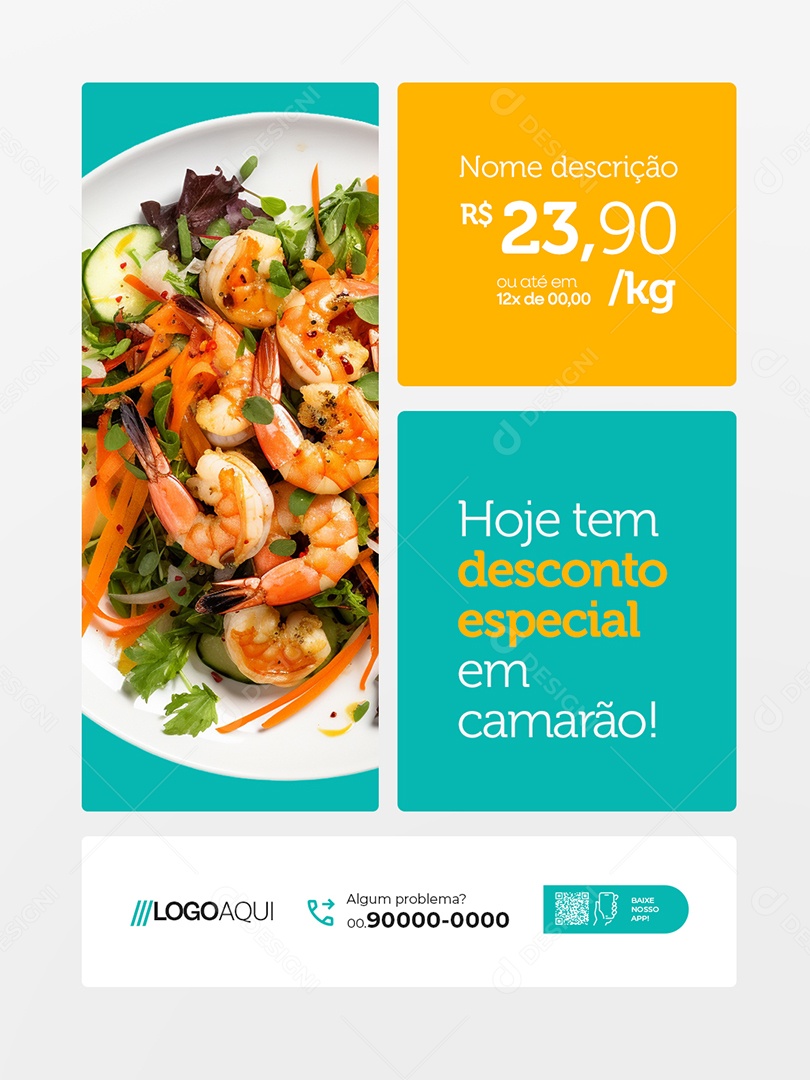 Peixaria Hoje Tem Desconto Especial em Camarão Social Media PSD Editável