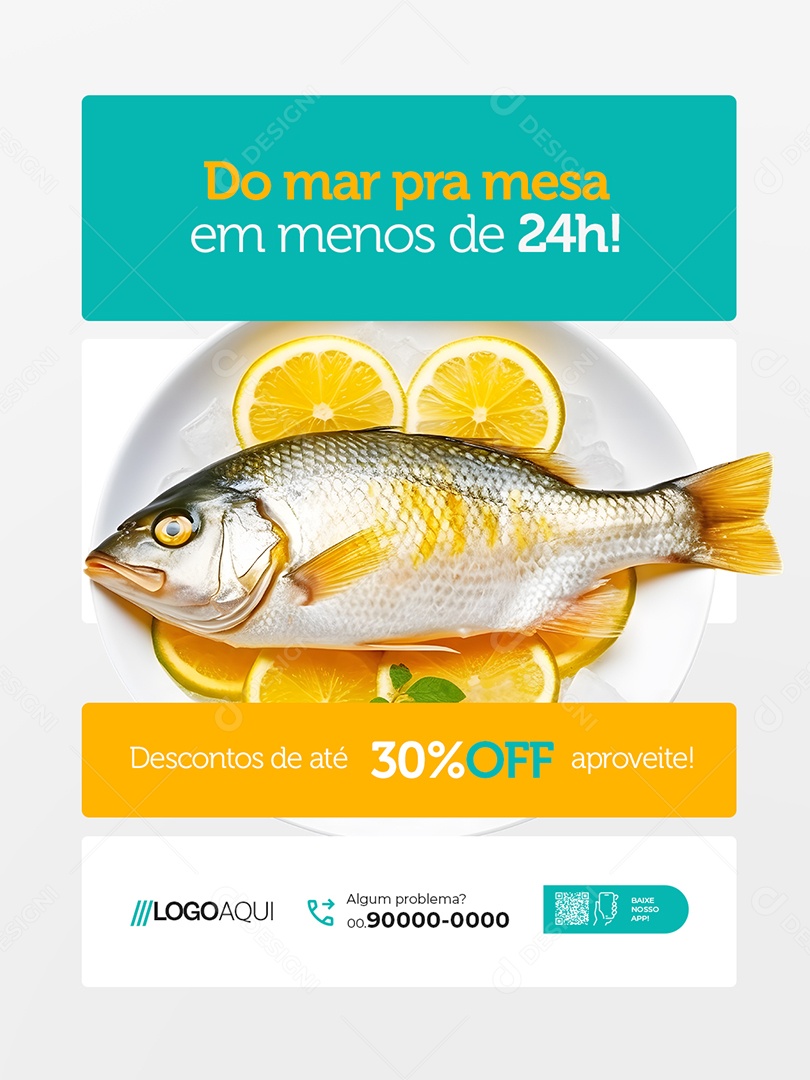 Peixaria Descontos de Até 30% Off Aproveite Social Media PSD Editável
