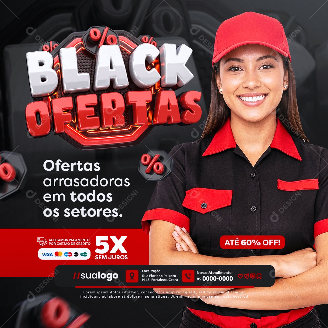 Black Ofertas Supermercado Ofertas Arrasadoras em Todos Os Setores Social Media PSD Editável