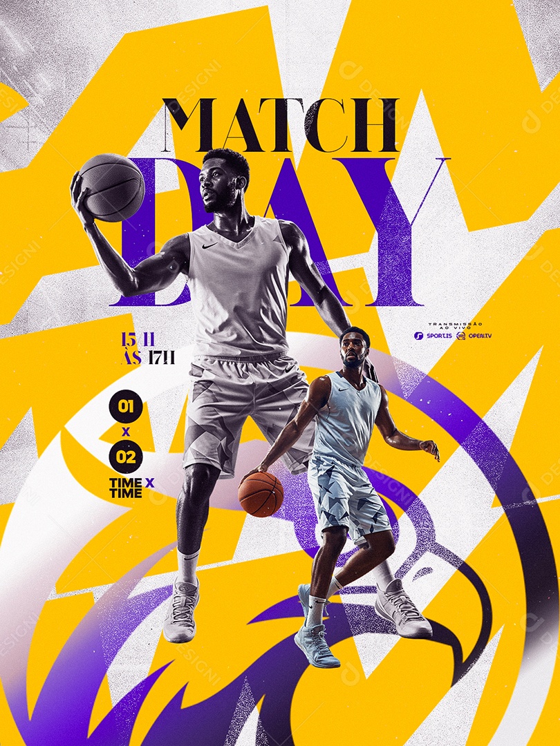 Campeonato de Basquete Match Day Social Media PSD Editável