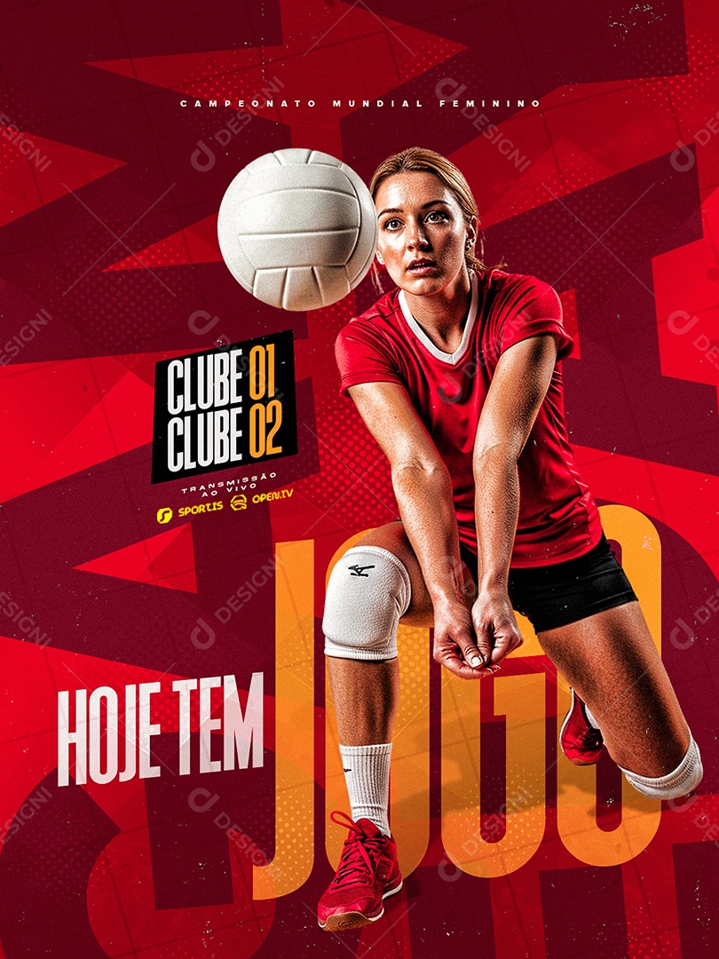 Campeonato Mundial Feminino Hoje Tem Jogo Social Media PSD Editável