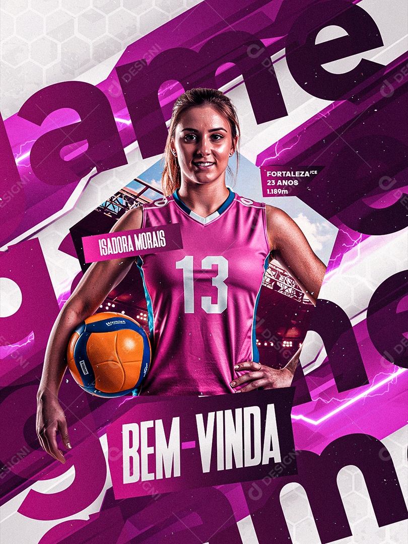 Campeonato de Vôlei Bem Vinda Isadora Morais Social Media PSD Editável