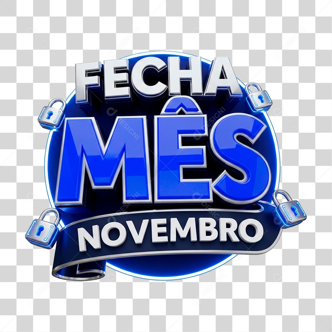 Selo 3D Fecha Mês Novembro PNG Transparente