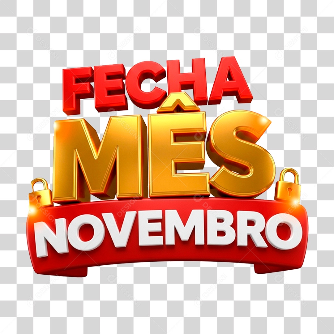 Selo 3D Fecha Mês Novembro PNG Transparente