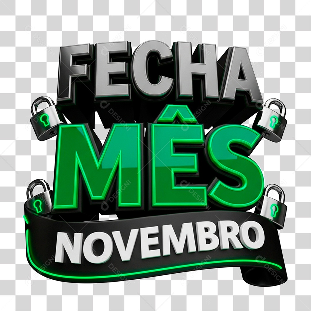 Selo 3D Fecha Mês Novembro PNG Transparente