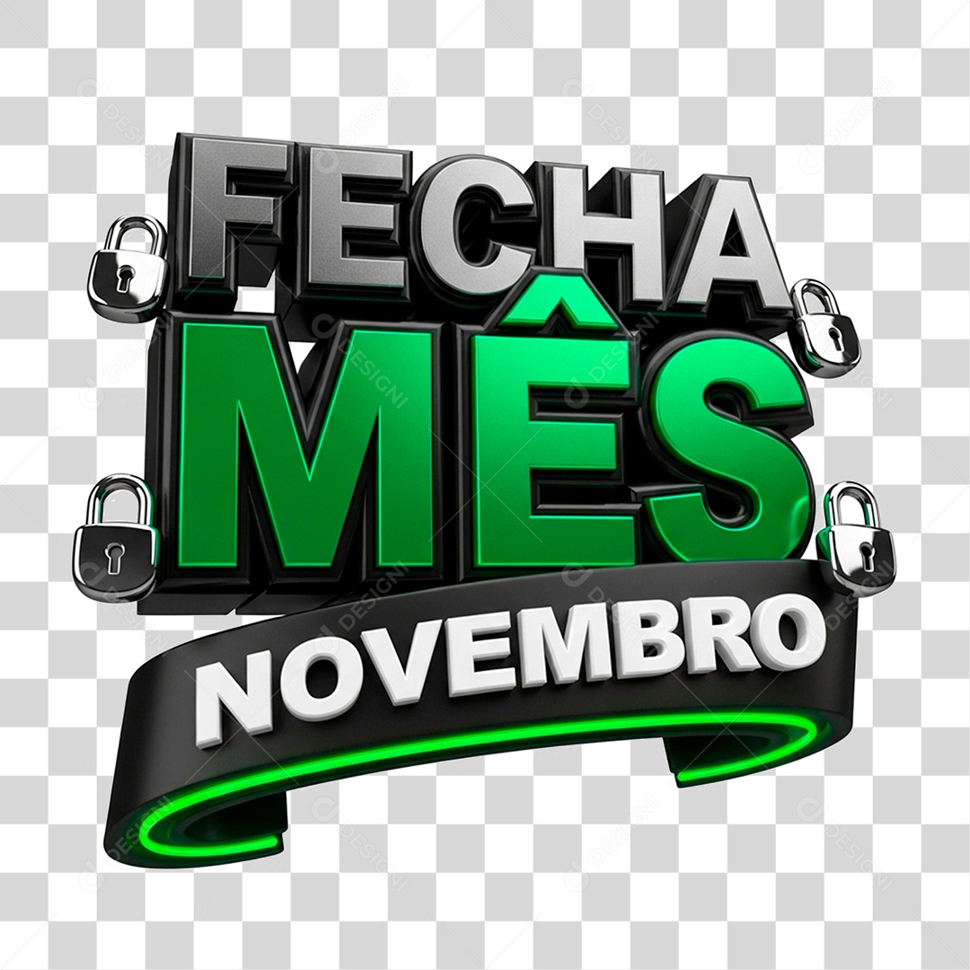 Selo 3D Fecha Mês Novembro PNG Transparente