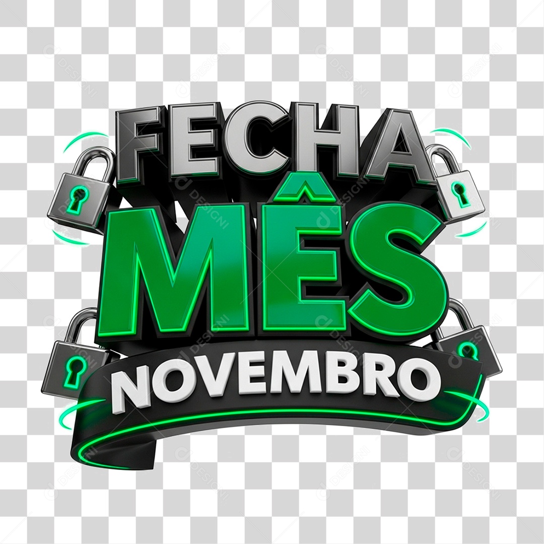 Selo 3D Fecha Mês Novembro PNG Transparente
