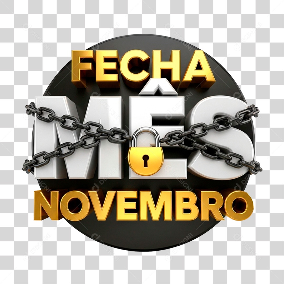 Selo 3D Fecha Mês Novembro PNG Transparente