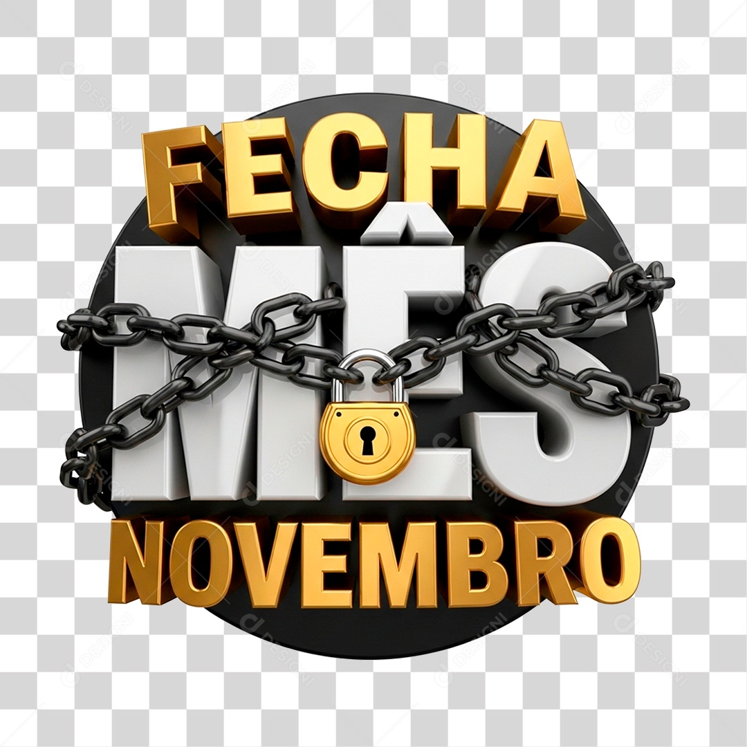 Selo 3D Fecha Mês Novembro PNG Transparente