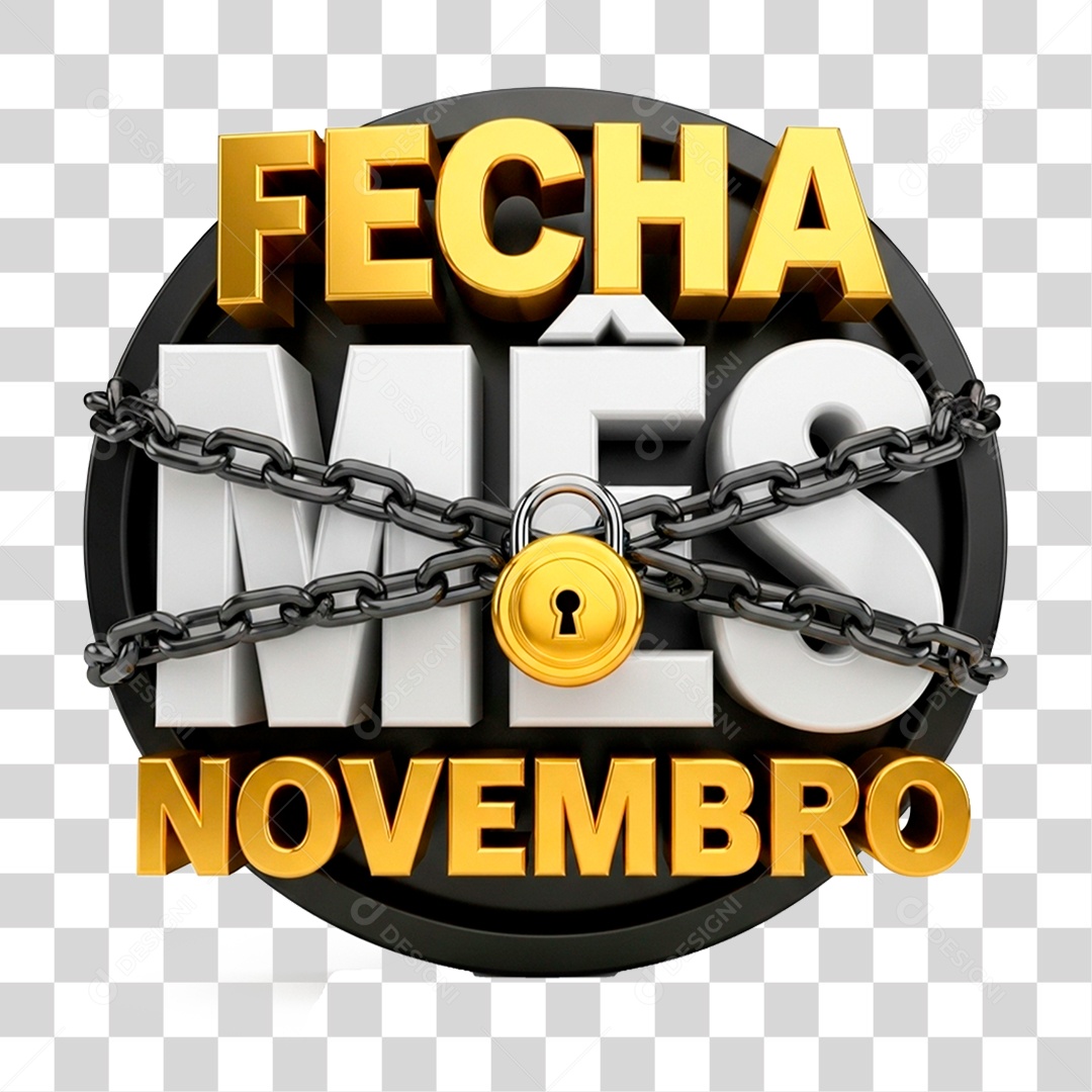 Selo 3D Fecha Mês Novembro PNG Transparente
