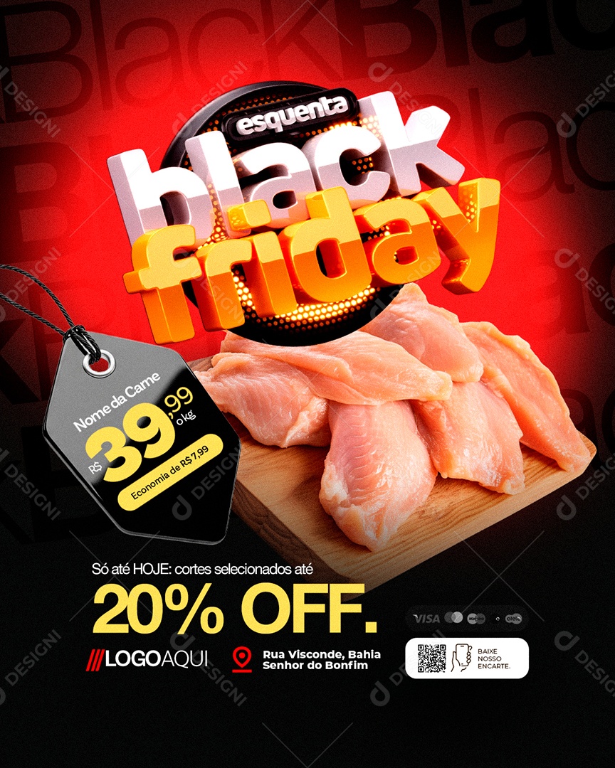 Açougue Esquenta Black Friday Carne Só Até Hoje Social Media PSD Editável