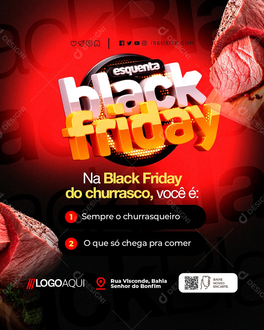Açougue Esquenta Black Friday do Churrasco Você é Social Media PSD Editável