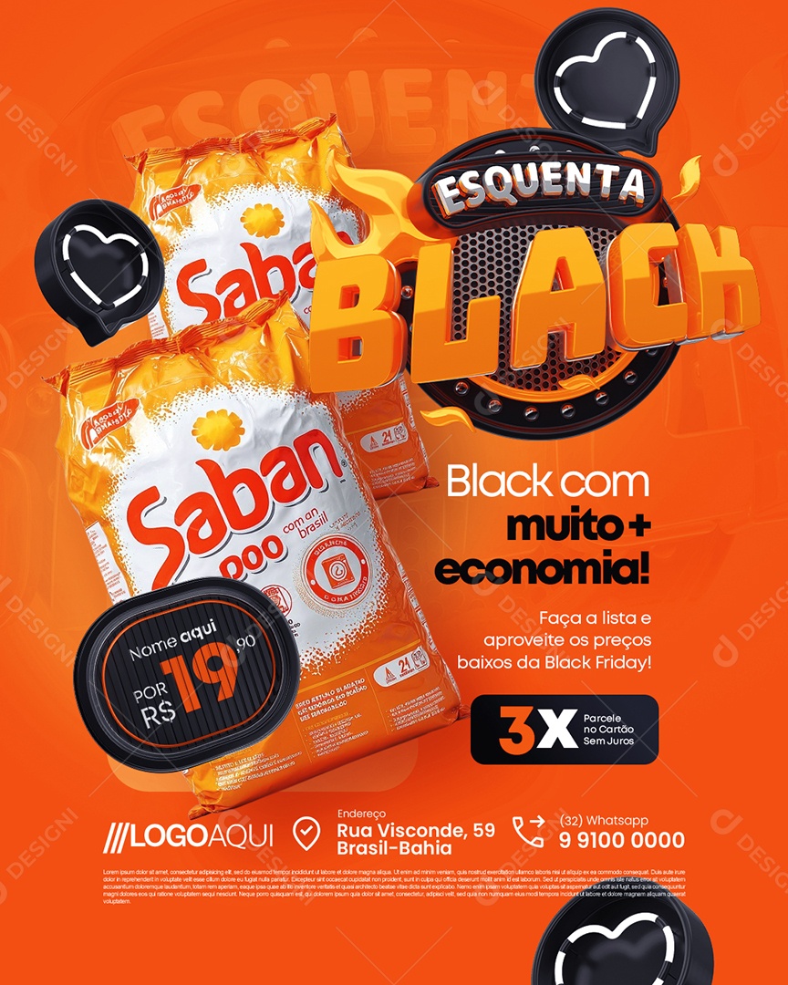 Esquenta Black Supermercado Sabão Black com Muito Mais Economia Social Media PSD Editável