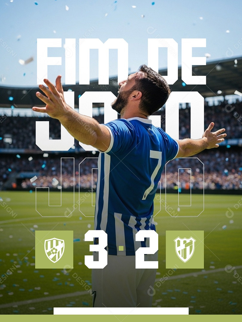 Fim de Jogo Campeonato Brasileiro 3 x 2 Social Media PSD Editável