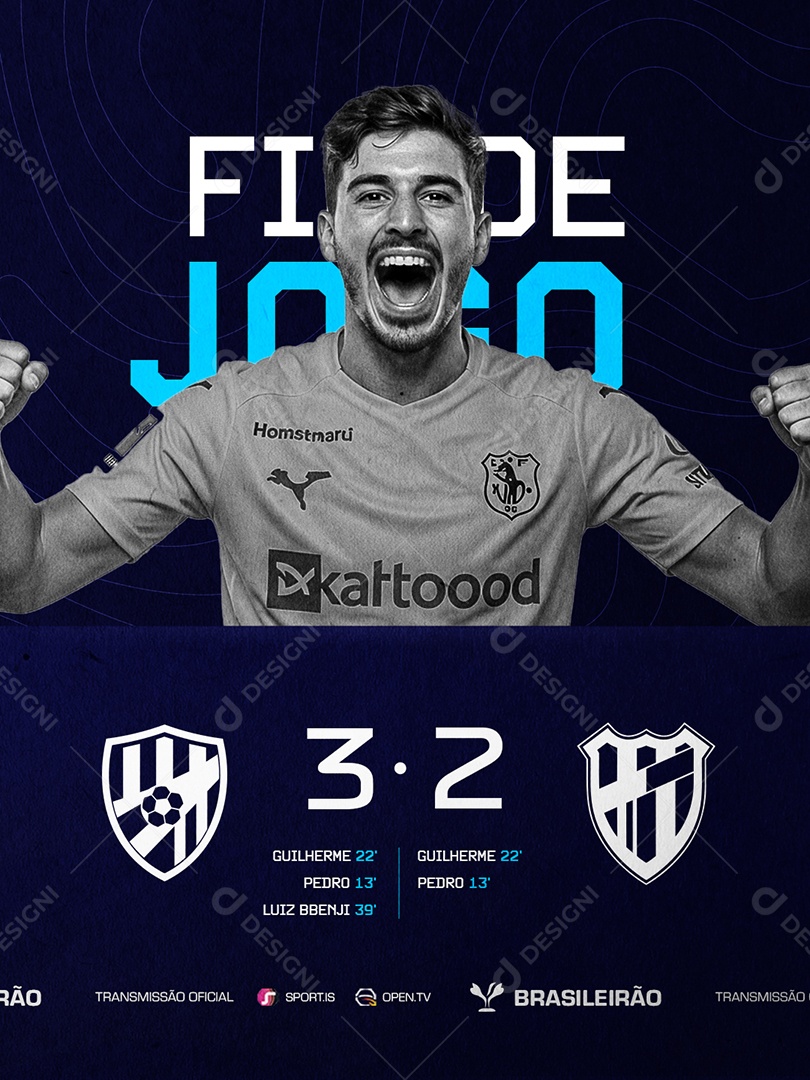 Fim de Jogo Campeonato Brasileiro 3 x 2 Social Media PSD Editável