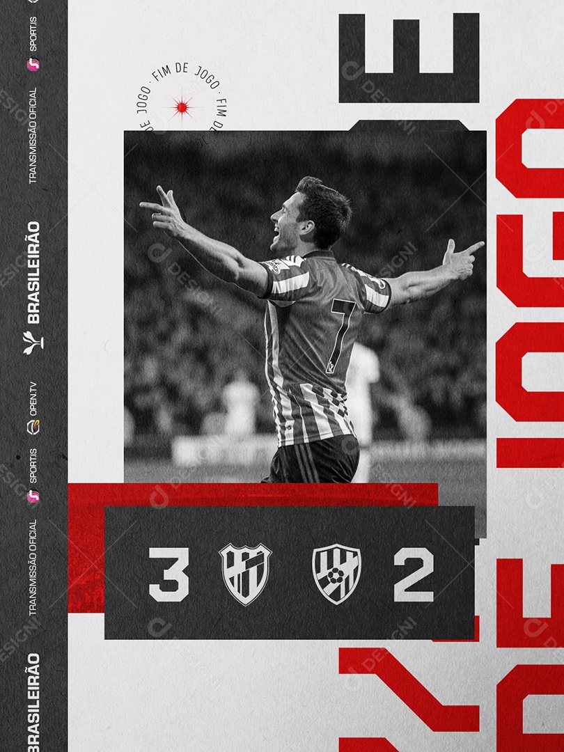 Brasileirão Fim de Jogo 3 x 2 Social Media PSD Editável