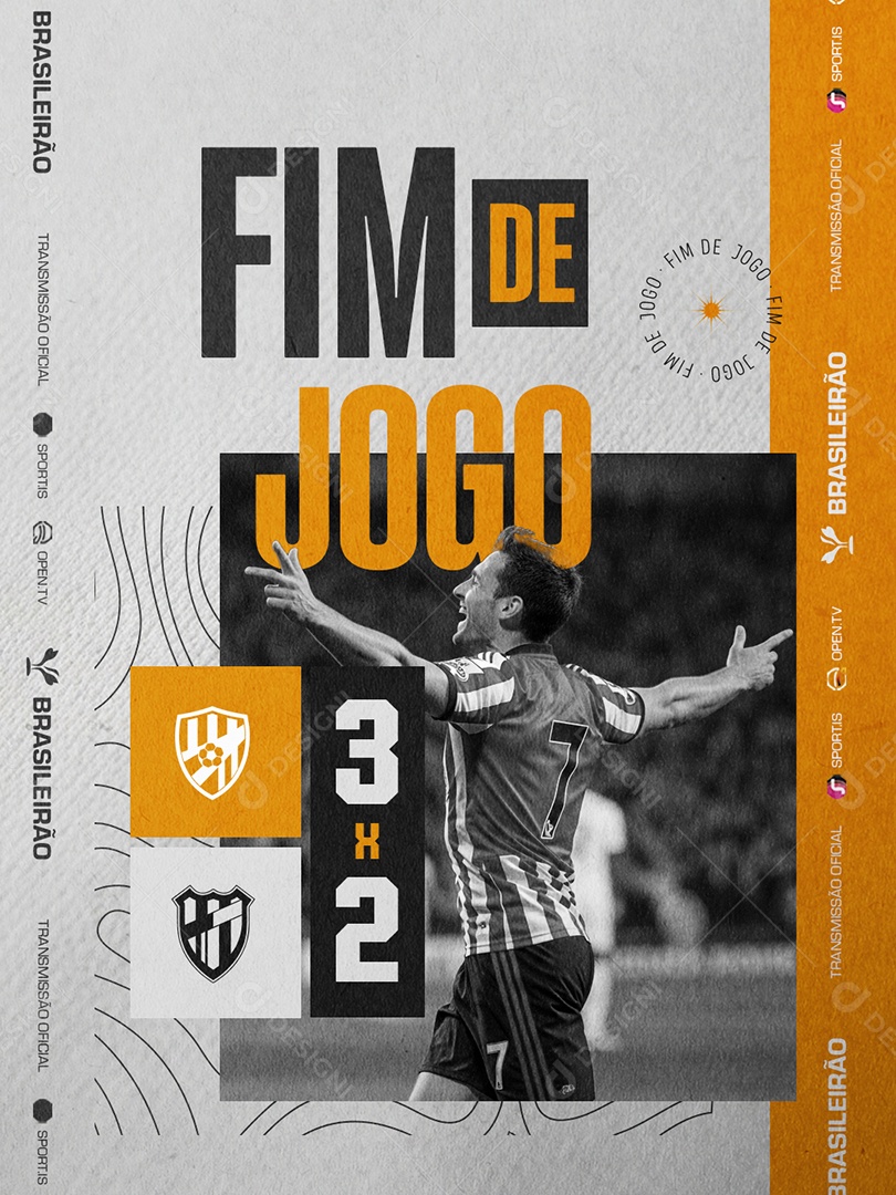 Brasileirão Fim de Jogo 3 x 1 Social Media PSD Editável