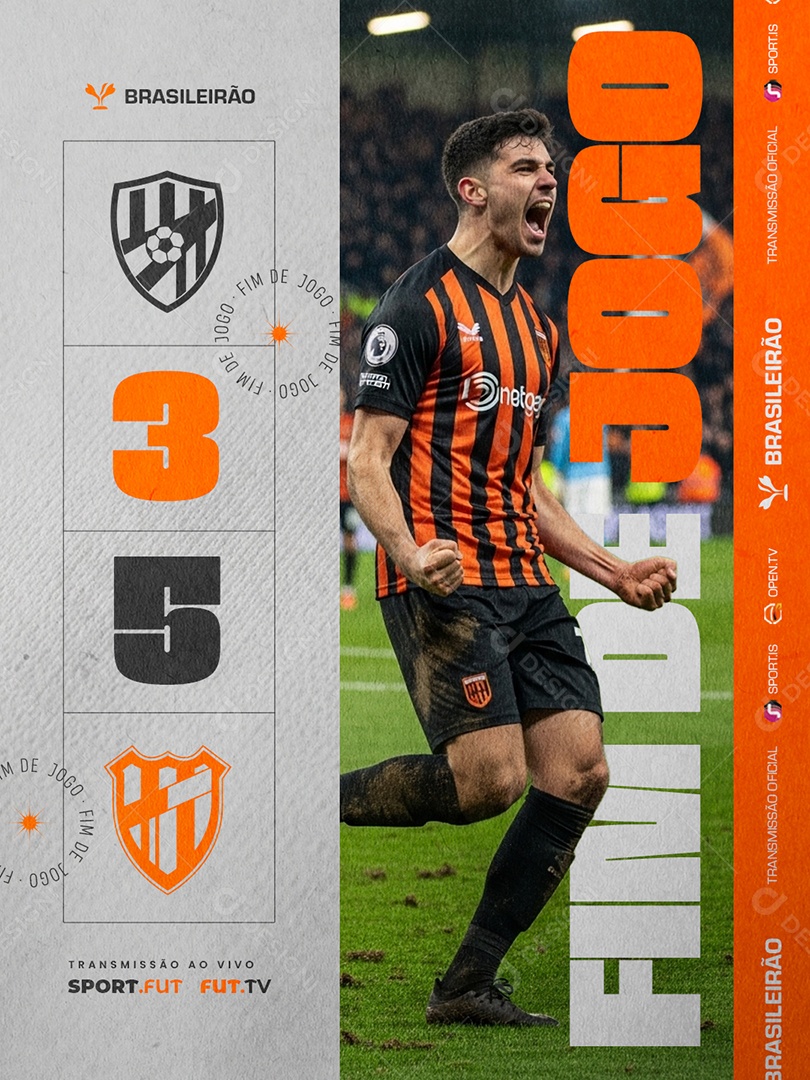 Brasileirão Fim de Jogo 3 x 5 Social Media PSD Editável