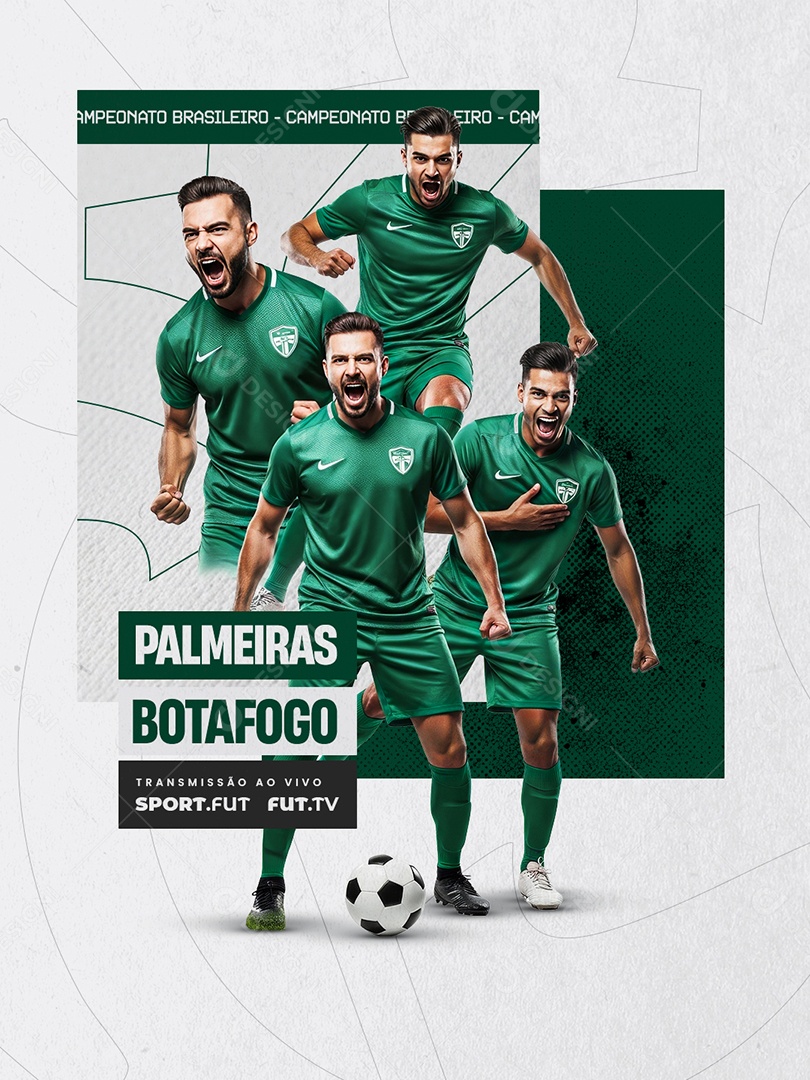 Campeonato Brasileiro Palmeiras x Botafogo Social Media PSD Editável