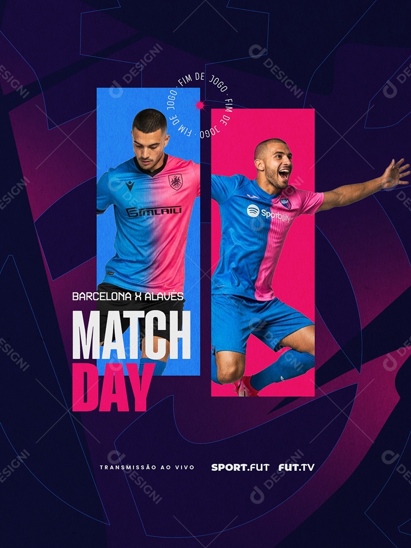 Campeonato Espanhol LaLiga Barcelona x Alavés Match Day Social Media PSD Editável
