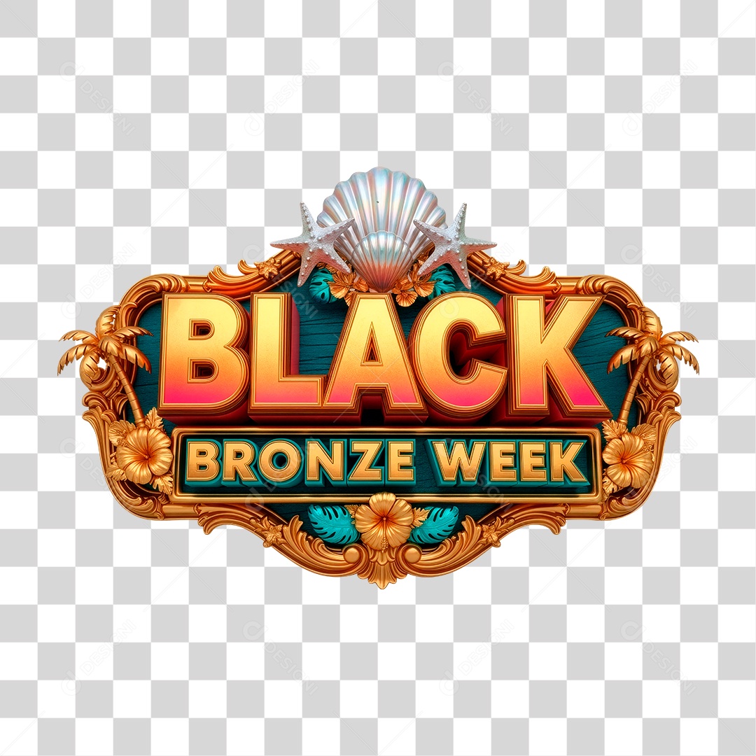 Selo 3D Black para Composição PNG Transparente