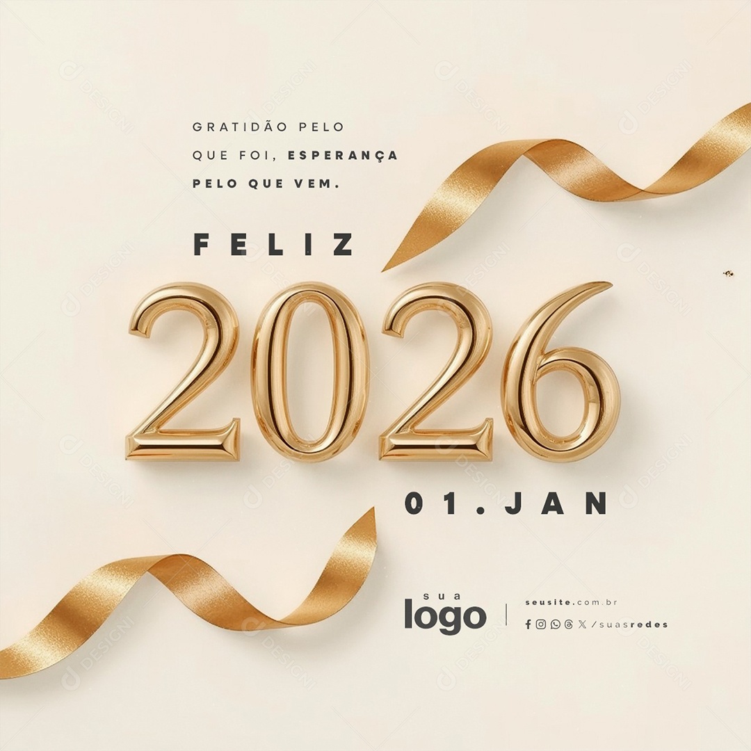 Feliz Ano Novo 01 de Janeiro Gratidão Pelo Que Foi Social Media PSD Editável
