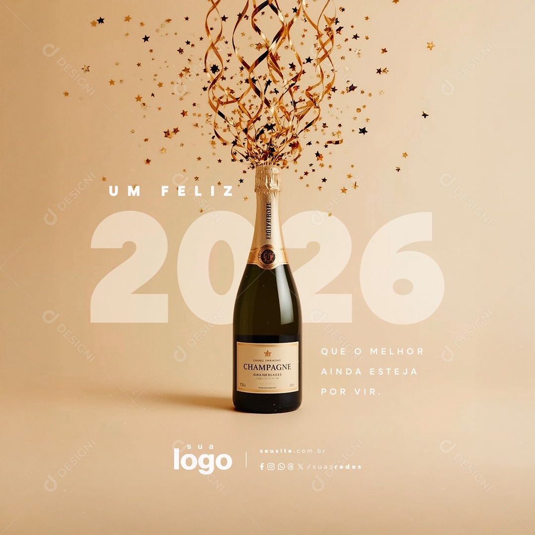 Um Feliz 2026 Ano Novo 01 de Janeiro Social Media PSD Editável