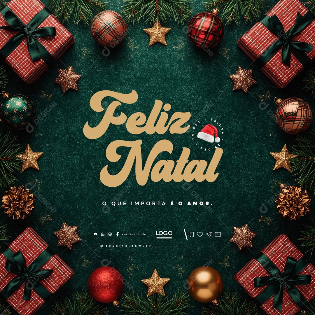 Feliz Natal 25 de Dezembro Social Media PSD Editável