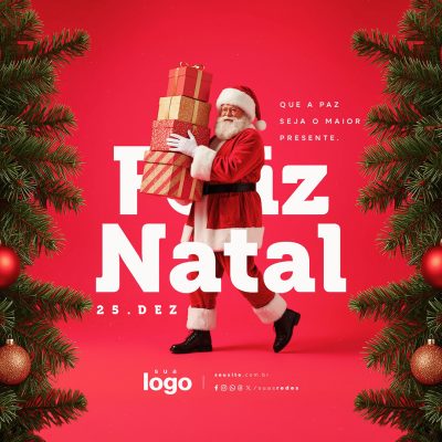 Feliz Natal 25 de Dezembro Social Media PSD Editável