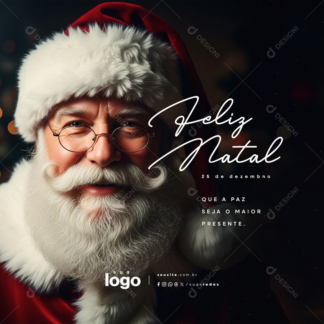 Feliz Natal 25 de Dezembro Que a Paz Seja o Maior Presente Social Media PSD Editável