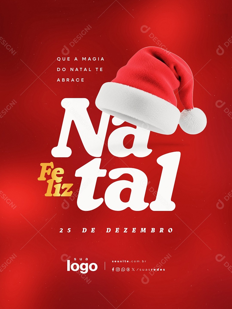 Feliz Natal 25 de Dezembro Que a Magia do Natal Te Abrace Social Media PSD Editável
