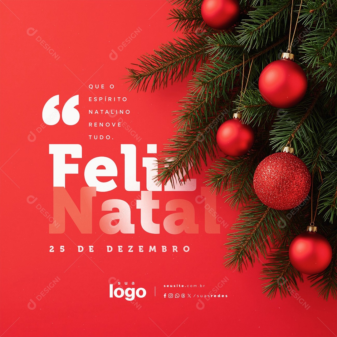 Feliz Natal 25 de Dezembro Social Media PSD Editável