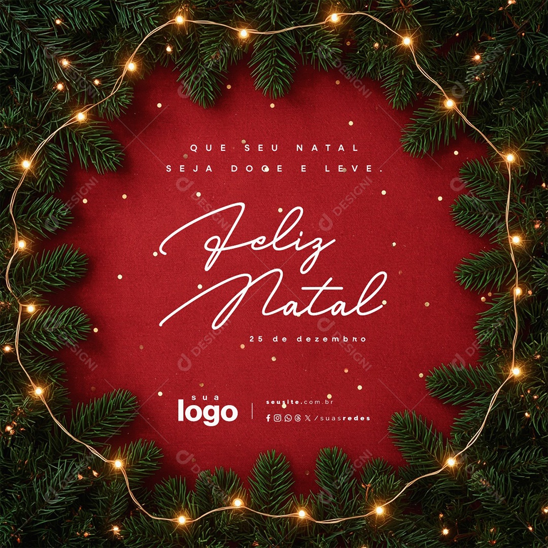 Feliz Natal 25 de Dezembro Que Seu Natal Seja Doce e Leve Social Media PSD Editável