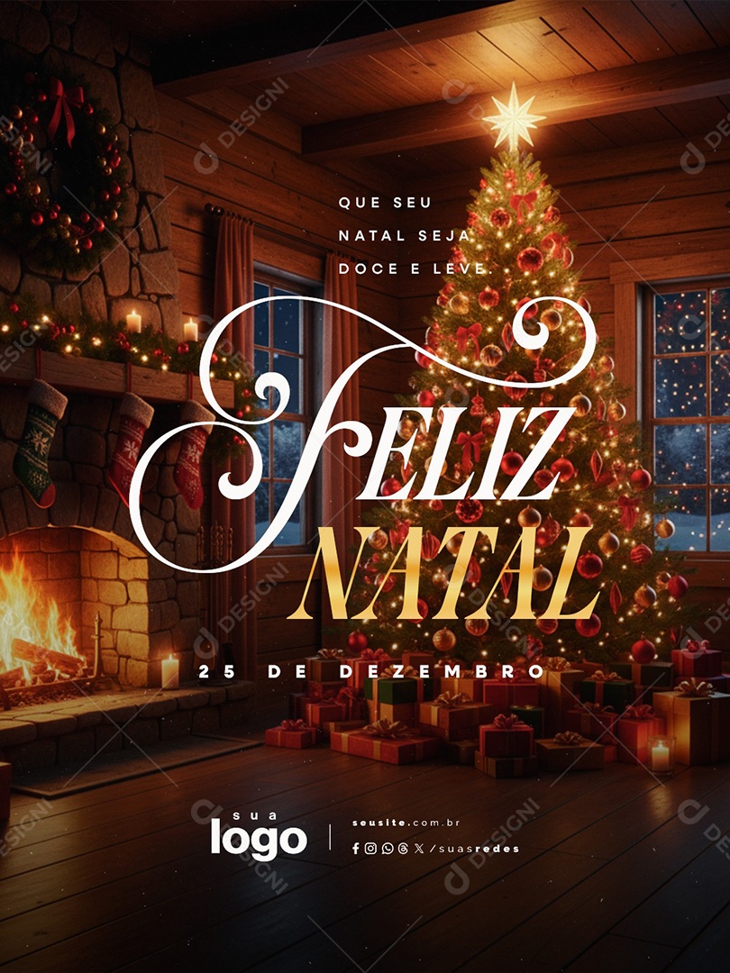 Feliz Natal 25 de Dezembro Social Media PSD Editável
