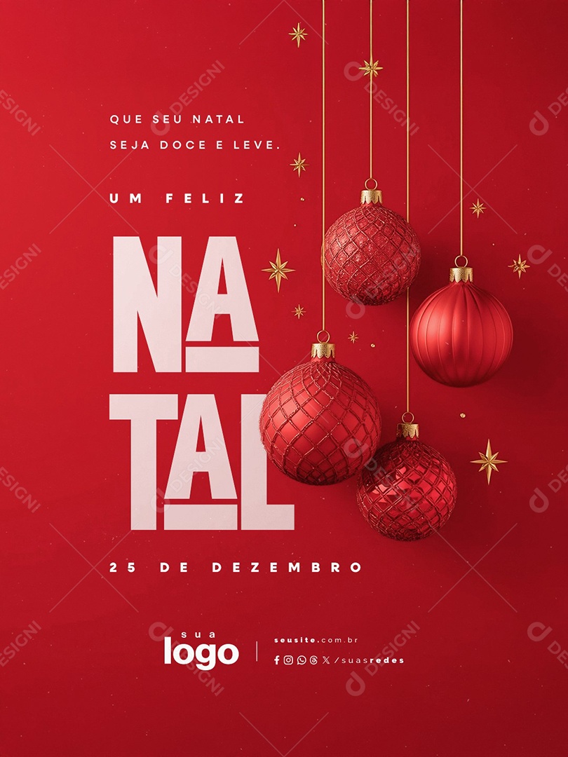 Um Feliz Natal 25 de Dezembro Que Seu Natal Seja Doce e Leve Social Media PSD Editável
