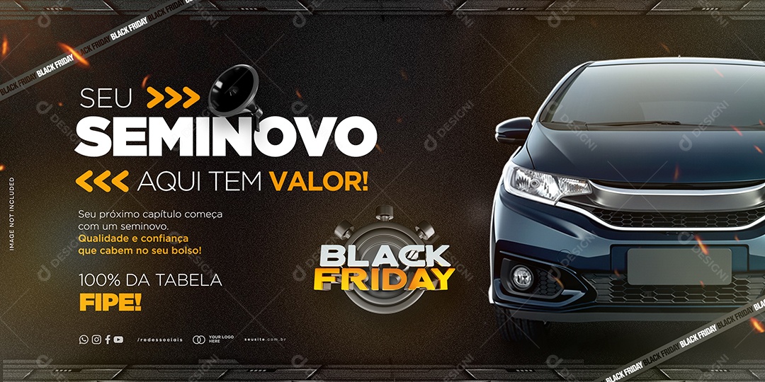 Banner Black Friday Concessionária Seu Seminovo Aqui Tem Valor Social Media PSD Editável