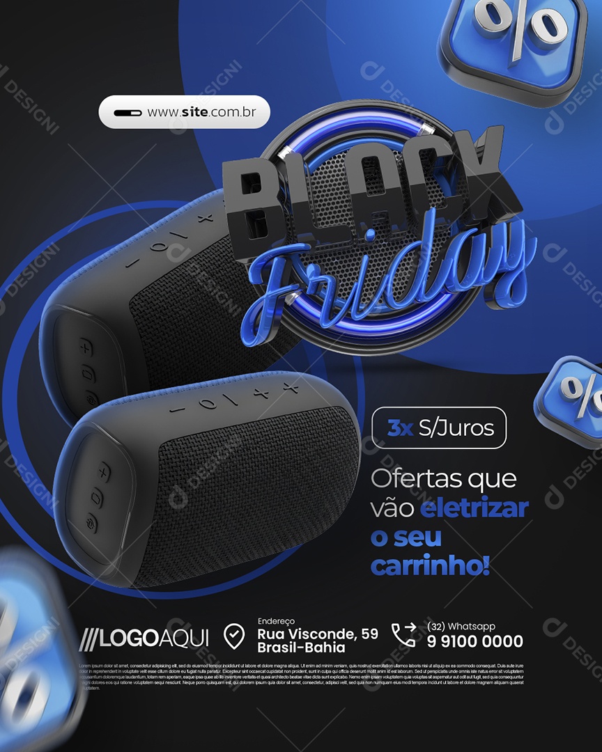 Loja de Eletrônicos Black Friday Ofertas Que Vão Eletrizar o Seu Carrinho Social Media PSD Editável