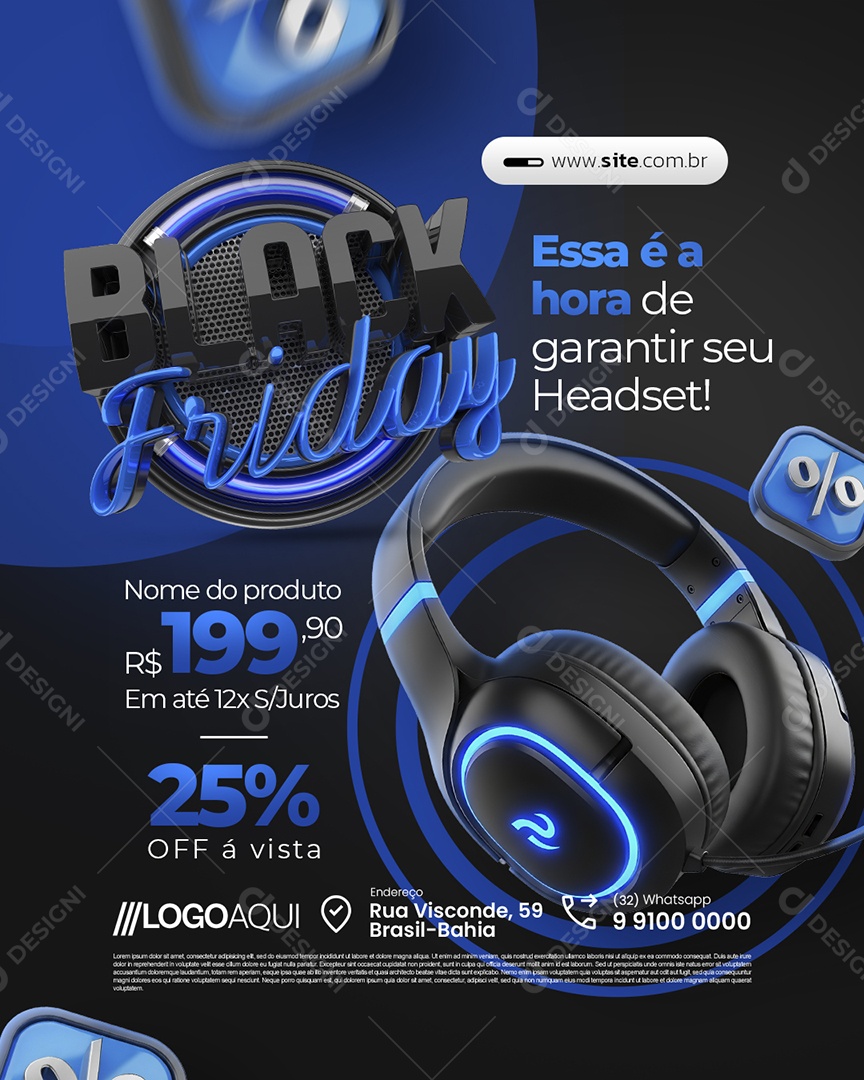 Loja de Eletrônicos Black Friday Essa é a Hora de Garantir seu Headset Social Media PSD Editável