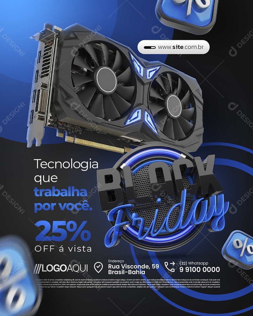Loja de Eletrônicos Black Friday Tecnologia Que Trabalha por Você Social Media PSD Editável