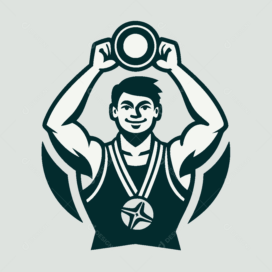 Modelo de Logo de Atleta Medalhista Vetor EPS