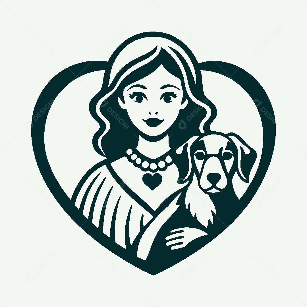 Modelo de Logo de Garota com Cachorro Vetor EPS