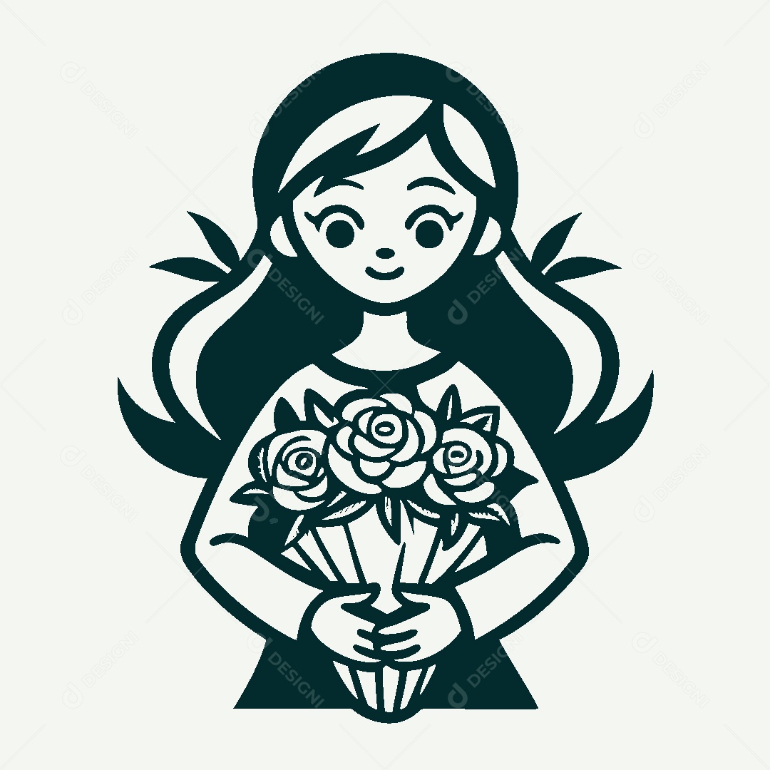 Modelo de Logo de Garota com Flores Vetor EPS